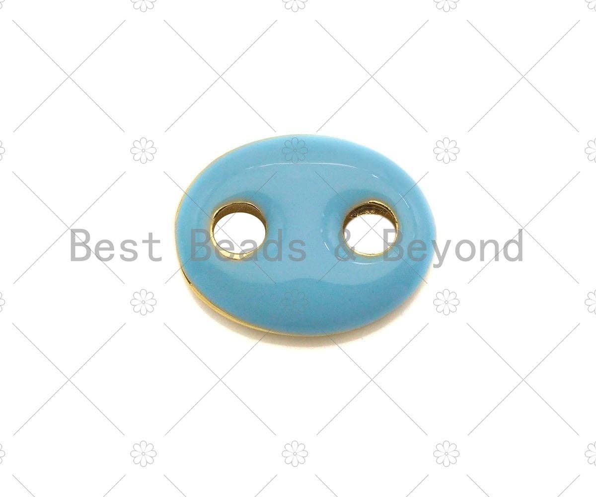 Colorful Enamel Oval Puffy Link Pendant Charm, Sku#LK222