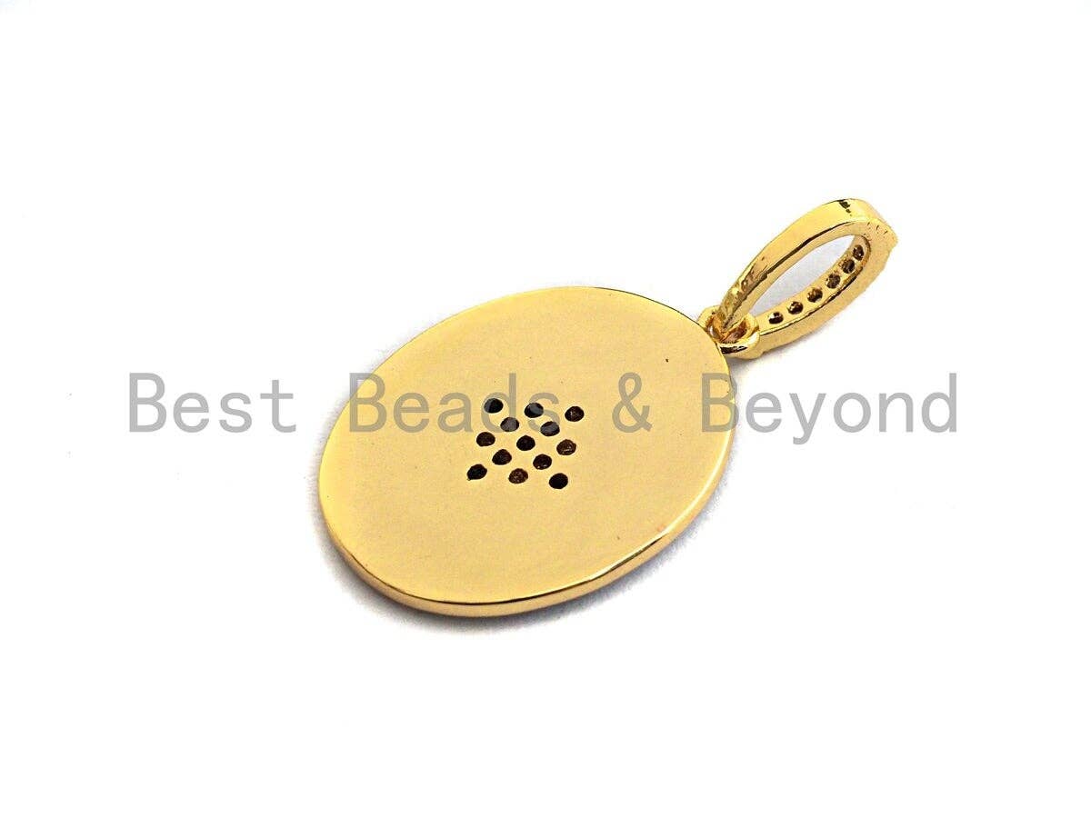 Enamel Colorful North Star On Oval Pendant,CZ Micro Pave Oil Drop pendant,Enamel pendant,Enamel Jewelry,16x22mm,sku#F976