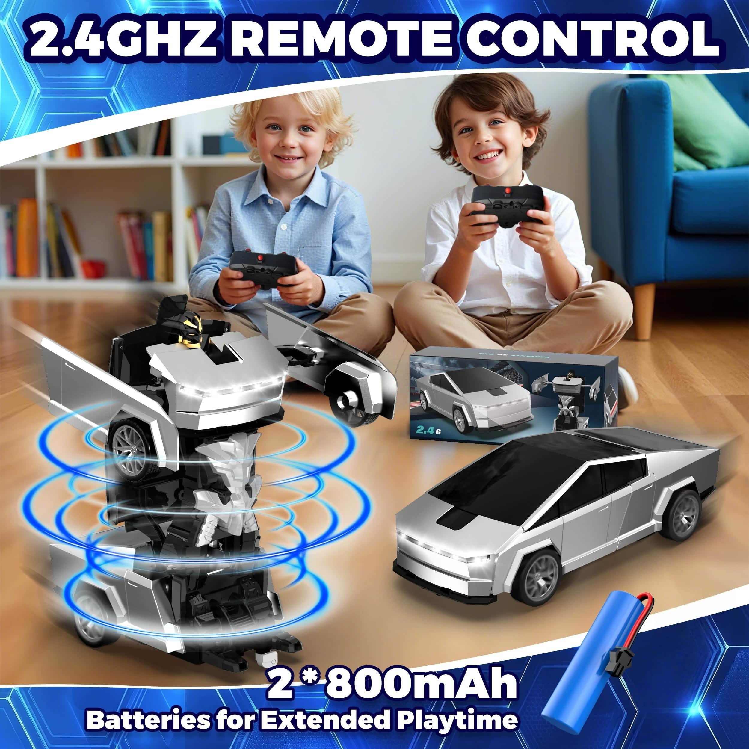 Voiture télécommandée tout-terrain 2,4 GHz – Robot transformable, lumières LED