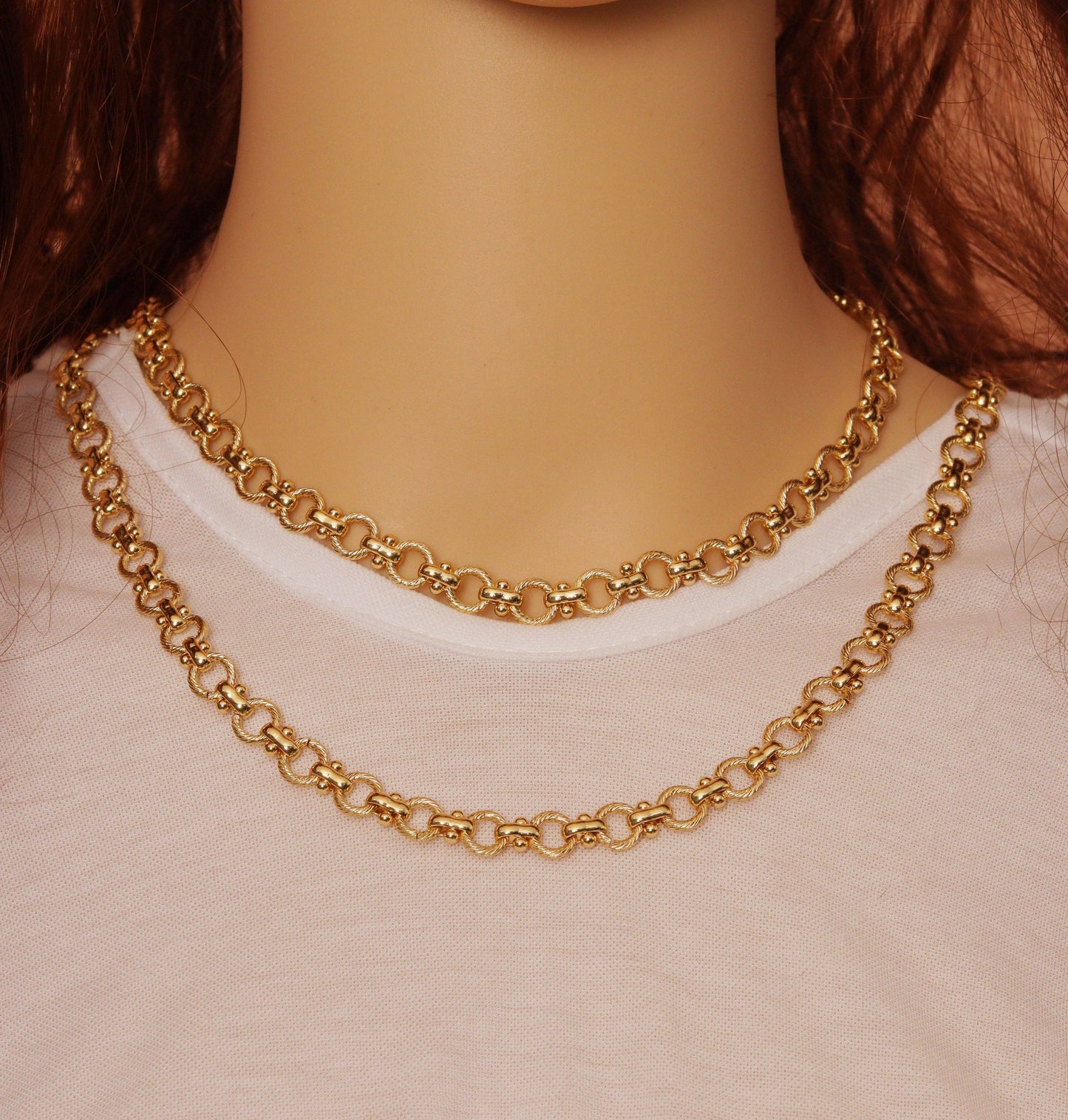 High Quality Textured Round Link chain with T Bar by Yard, Sku#LS31