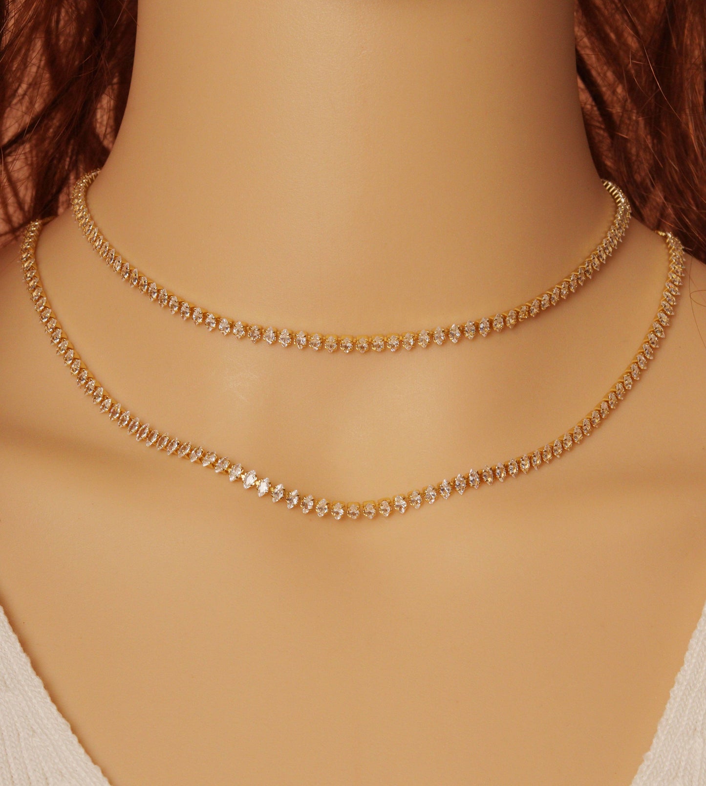Marquise CZ Tennis necklace, sliding Adjustable Necklace,sku#JL162