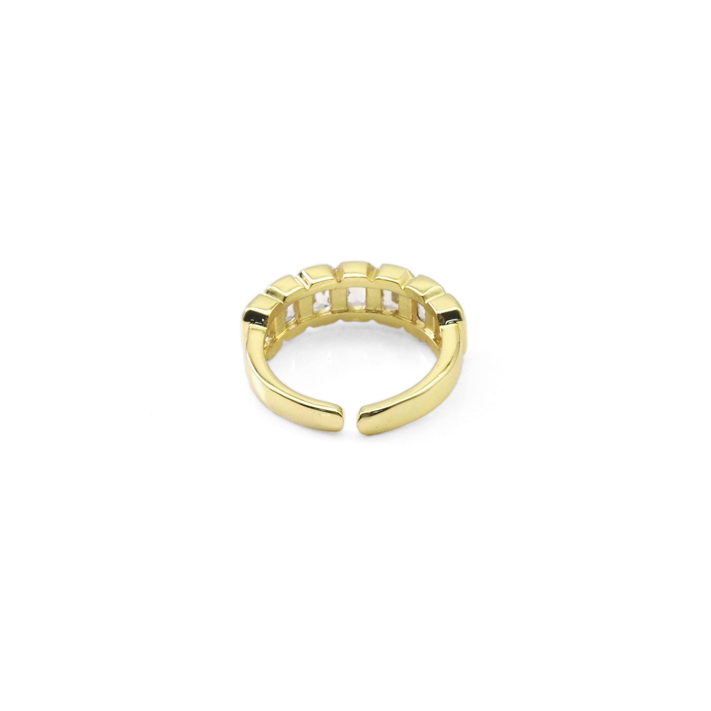 Gold Baguette Rectangle Heart Shape CZ Adjustable Ring, Sku#LX325