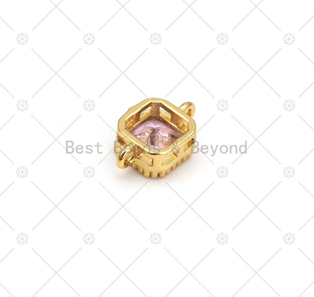 Colorful CZ Micro Pave Square Shape Connector,18K Gold Filled Links, Necklace Bracelet Charm,7x12mm,Sku#LK478