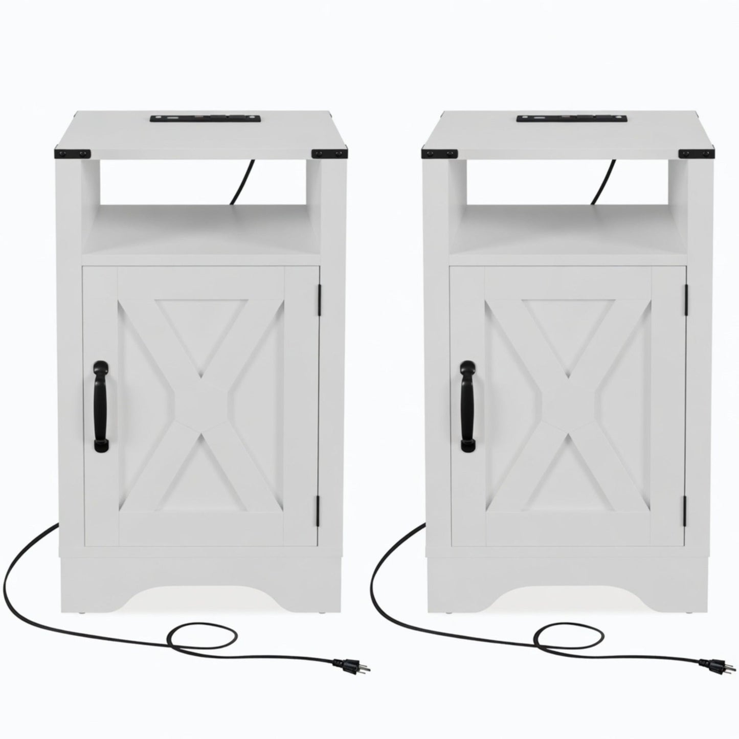 Set of 2 White Nightstands