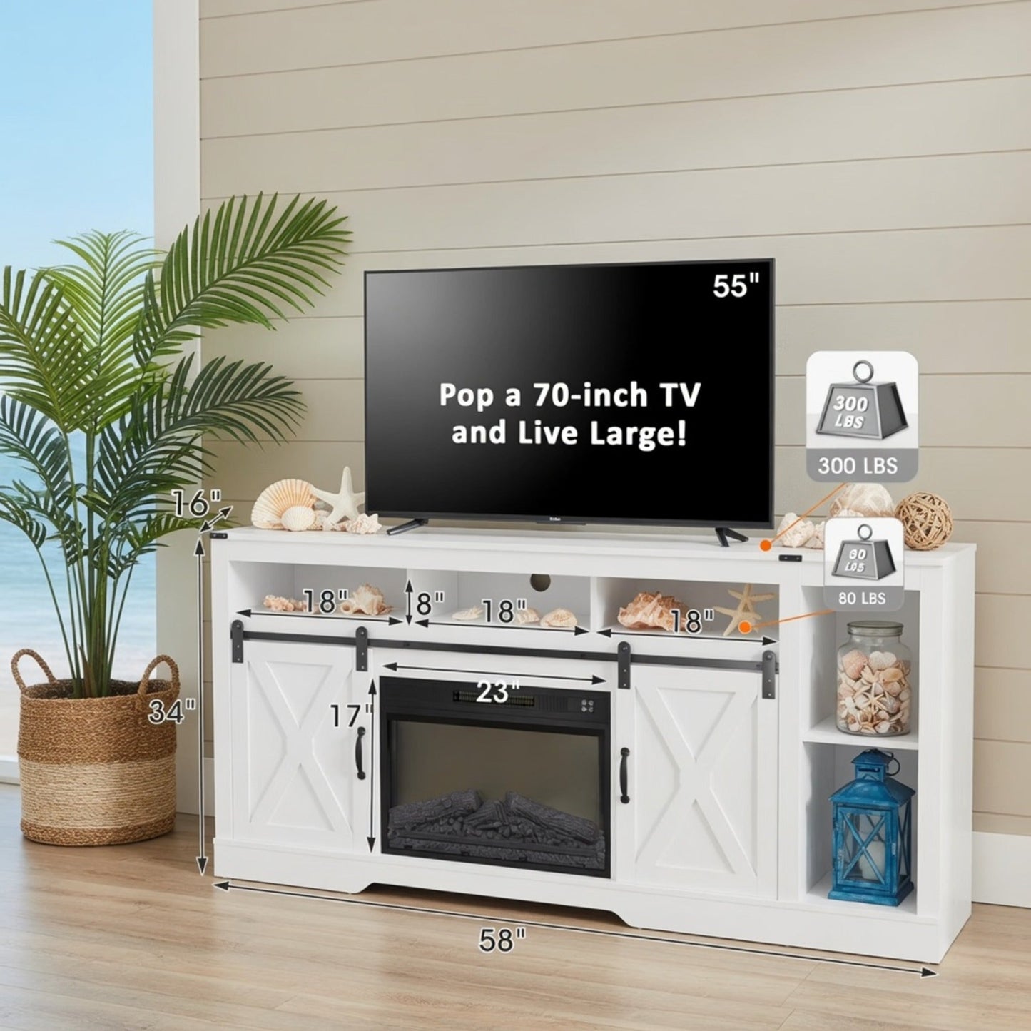 58" Modern Farmhouse TV Stand