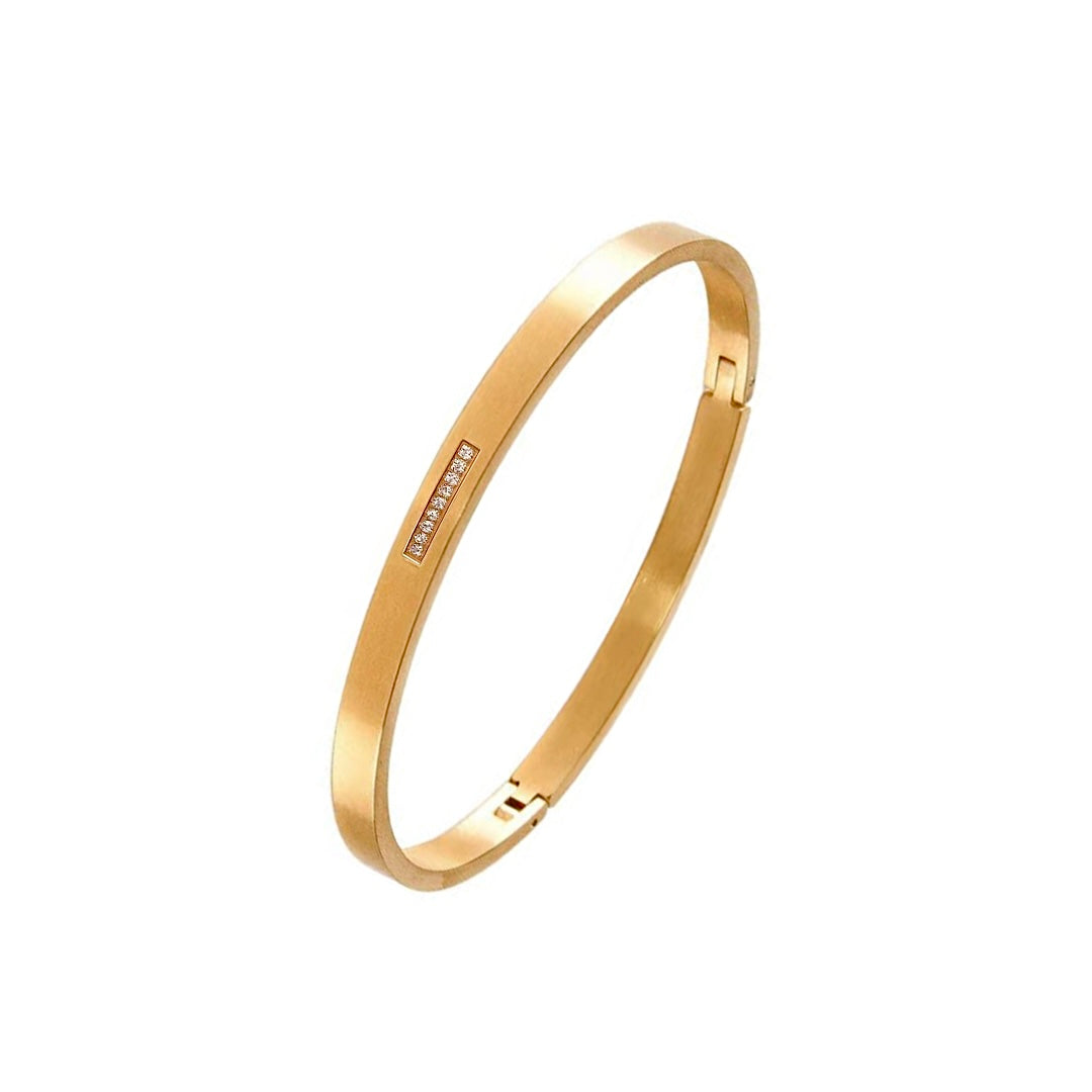 BG309G B.Tiff Gold 9-Stone Pave Bangle Bracelet