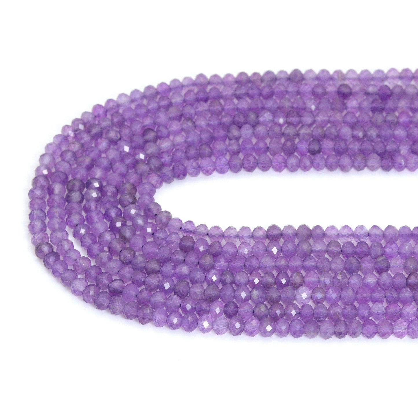3x4mm Genuine Amethyst Rondelle Faceted Beads, Sku#U2191