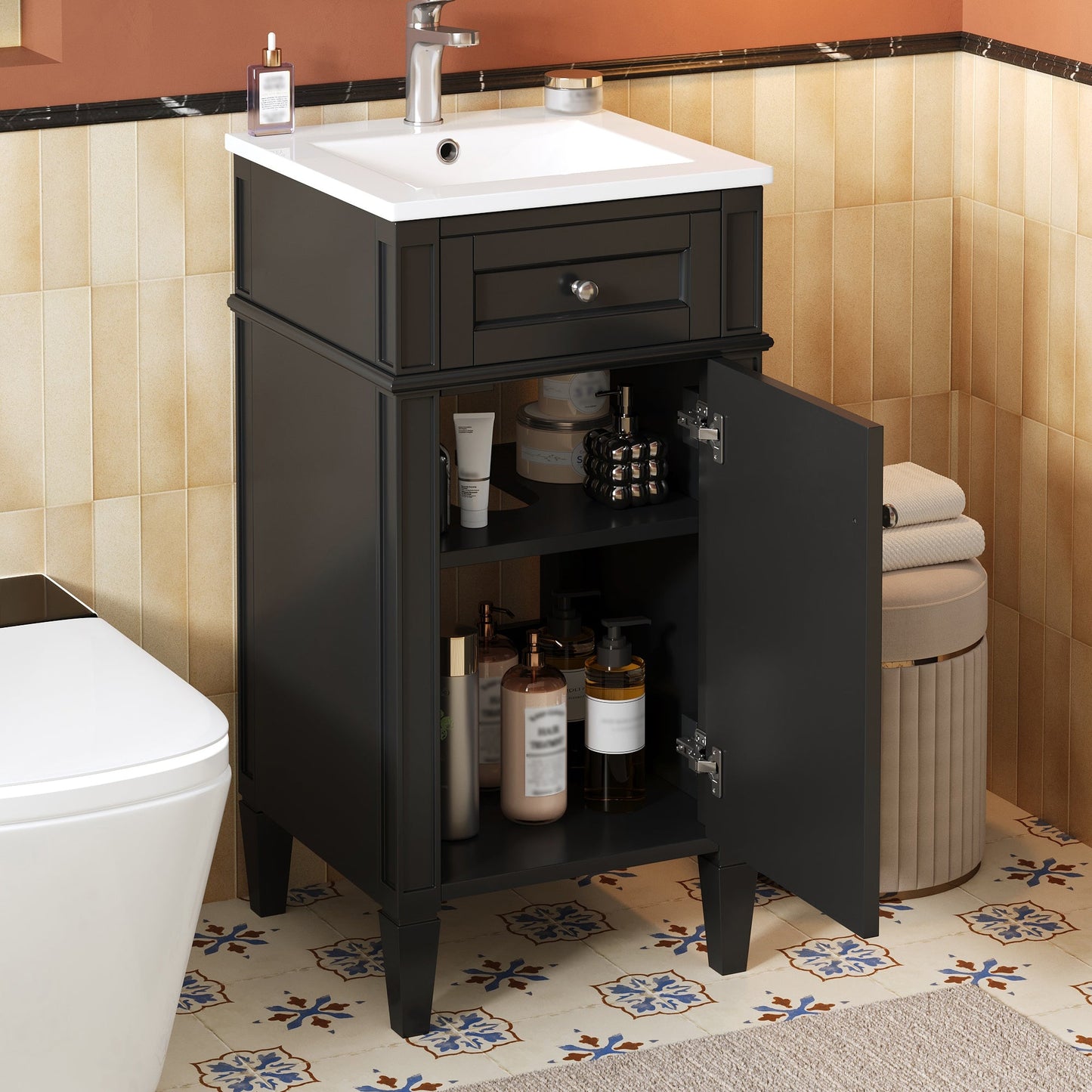 16-Inch Bathroom Vanity with Ceramic Sink