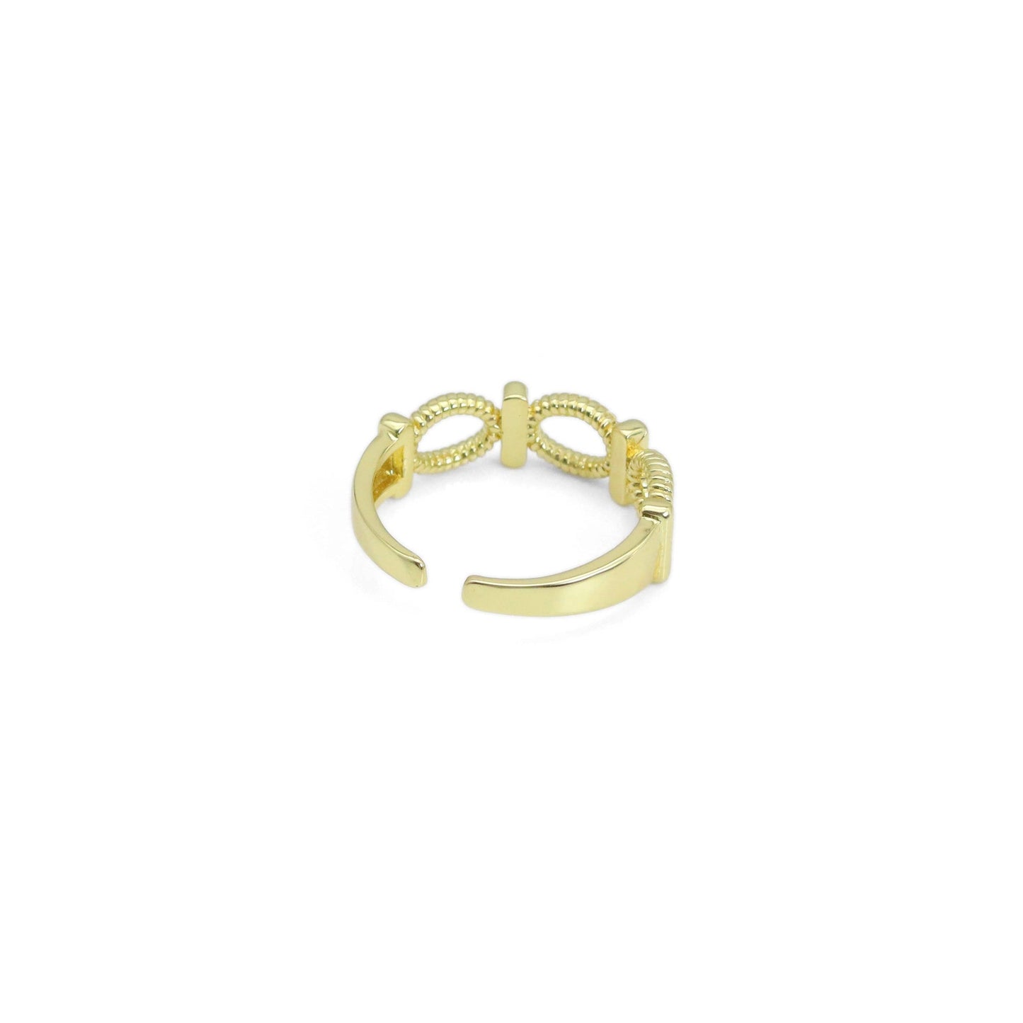 Gold Silver Oval Bar Adjustable Ring, Sku#A220