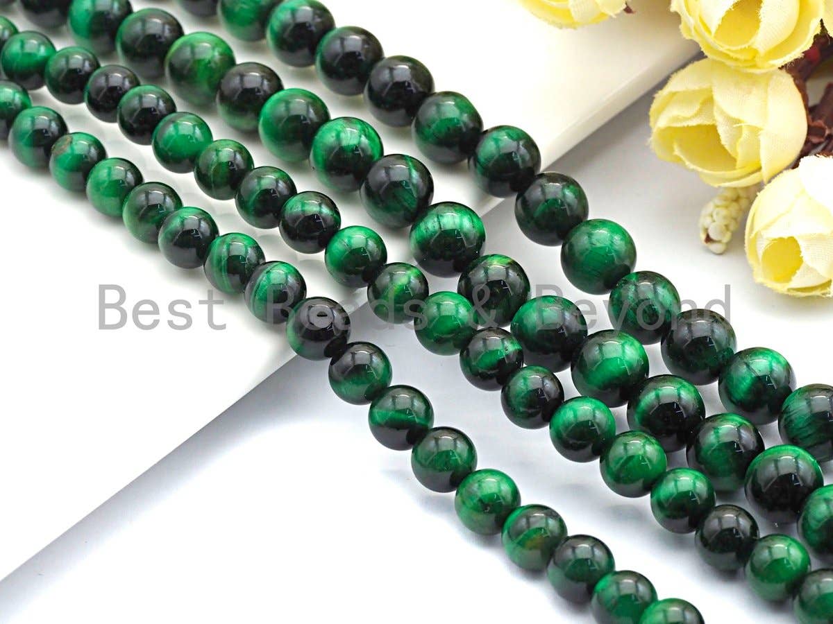 Green Tiger Eye Attachment Necklace with Large CZ Pave Gunmetal clasp, 18 long, sku#D37