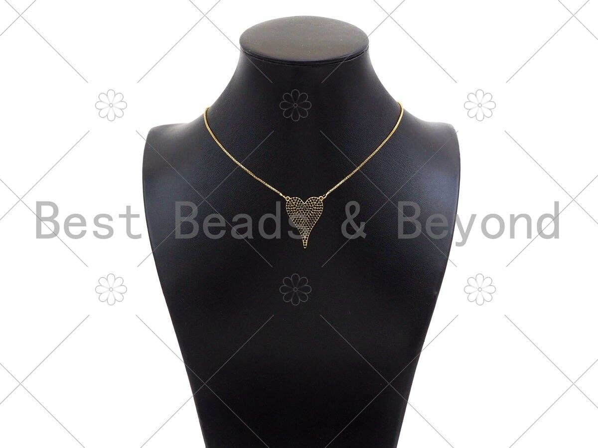 Gold Filled Black CZ Micro Pave Heart Shape Pendant, 18K Gold Filled Heart Charm, Necklace Bracelet Charm Pendant,20x28mm,Sku#LK332
