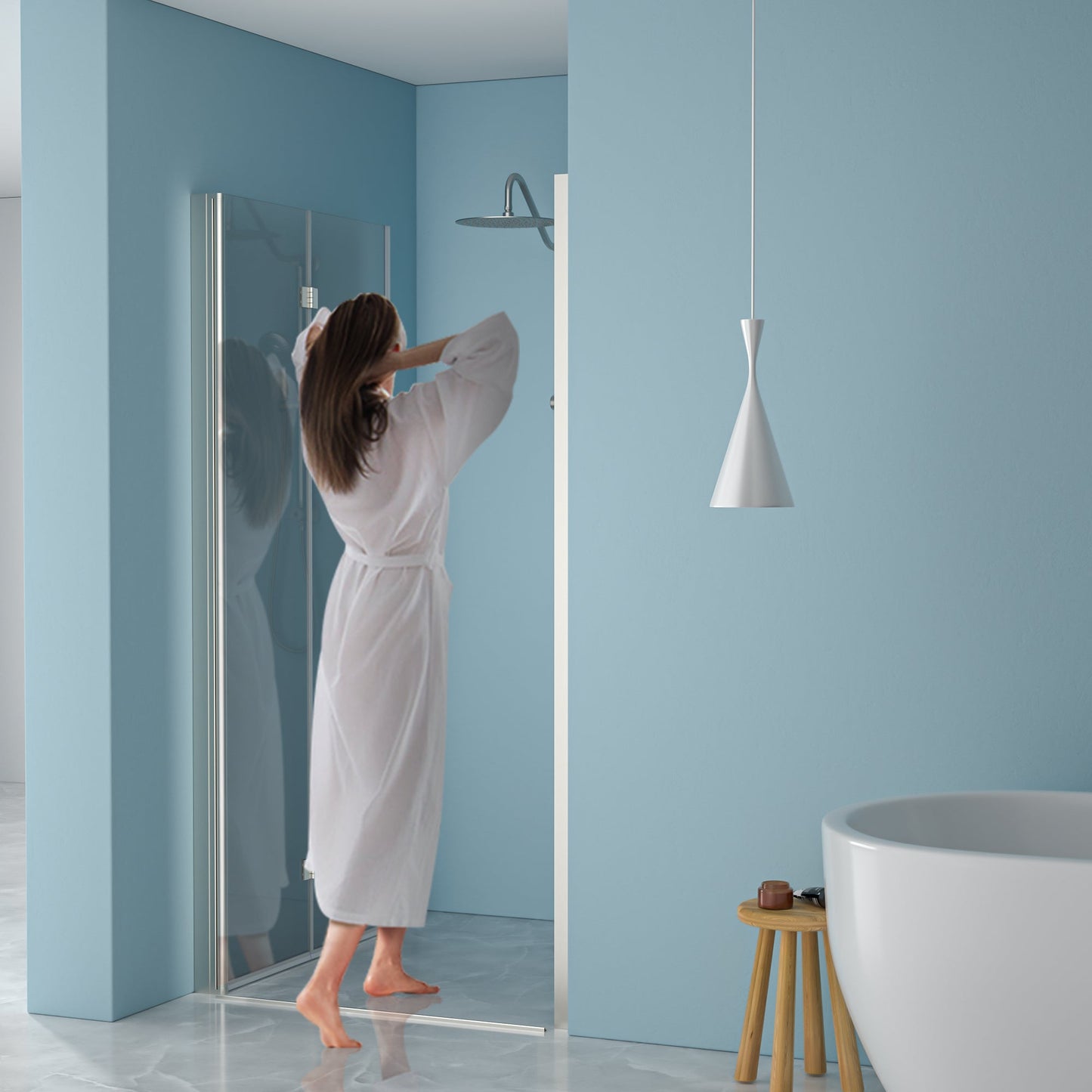 30"W x 72"H Fold Frameless Shower Door