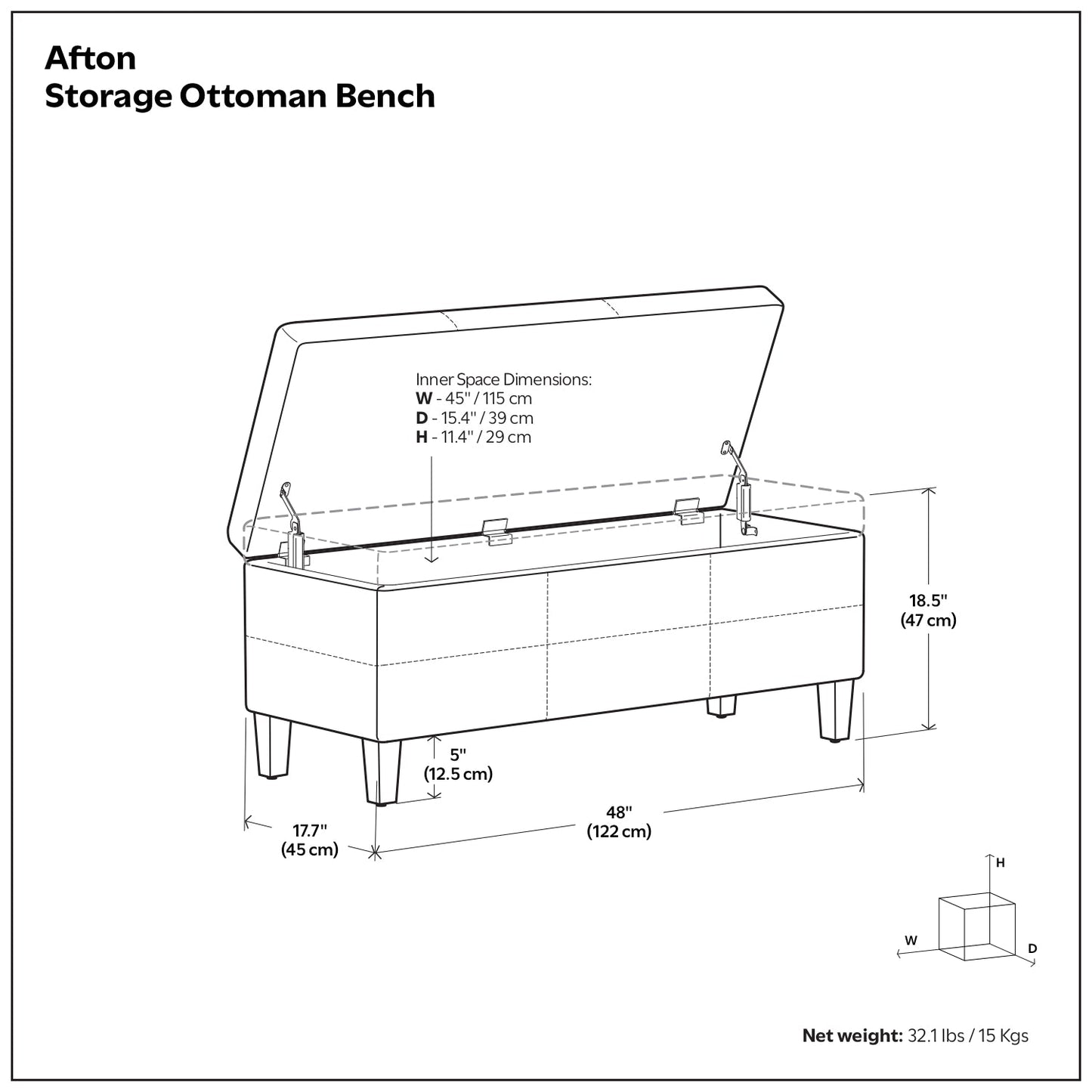 Afton Storage Ottoman Bench - Tanners