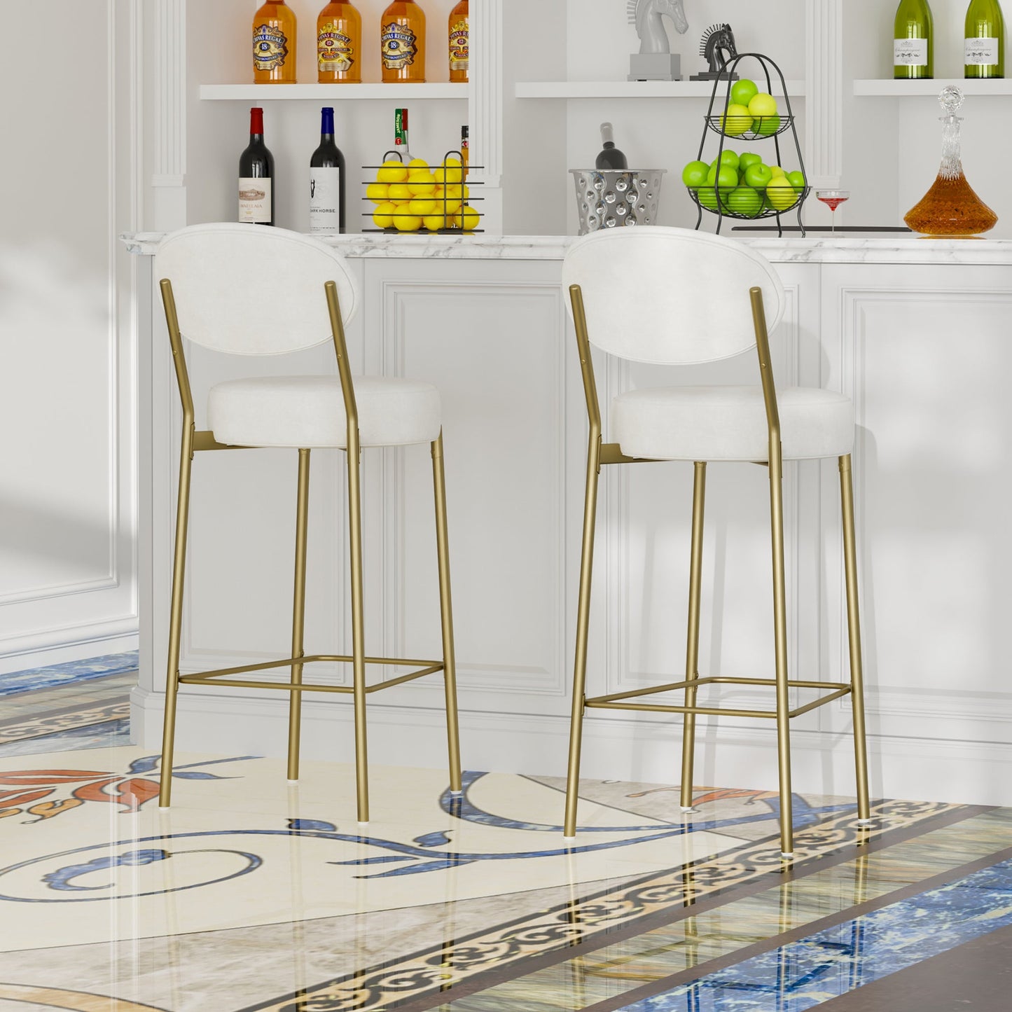 29'' Upholstered Bar Stools Velvet Counter Stool Set of 2