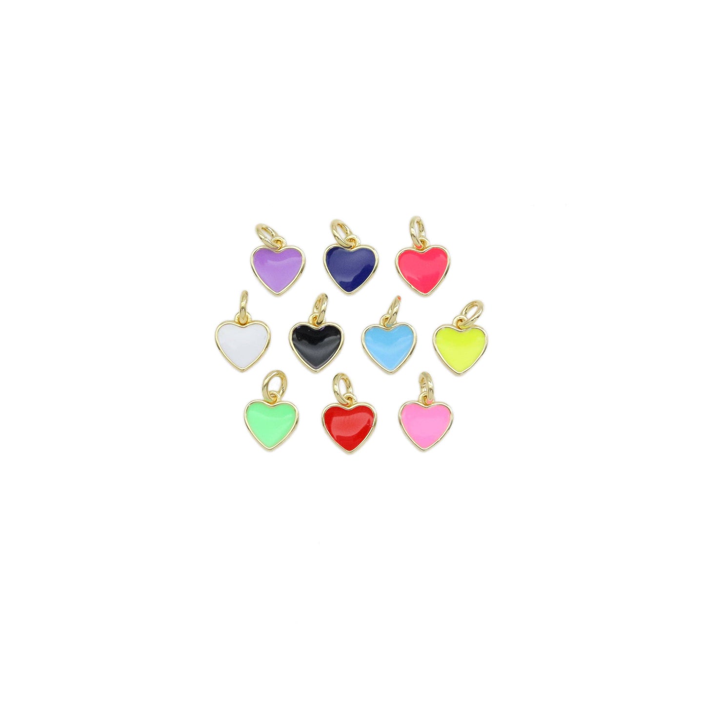 Colorful Enamel Gold Heart Charm, Sku#ML74/LX574