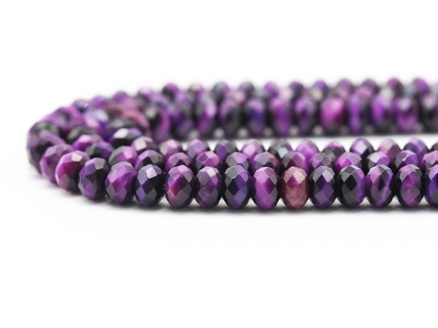High Quality Purple Rondelle Faceted Tiger Eye Beads, Sku#UA261