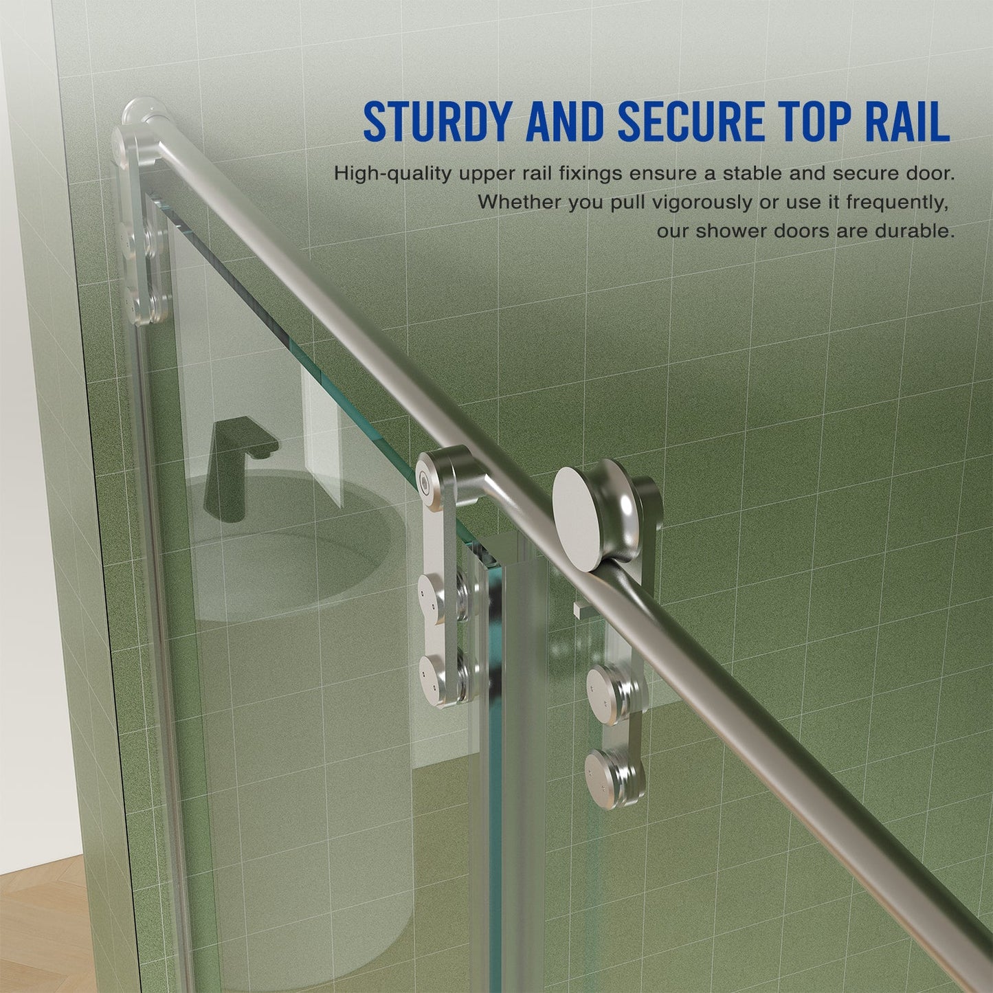 56"-60"W x 76"H Frameless Shower Door