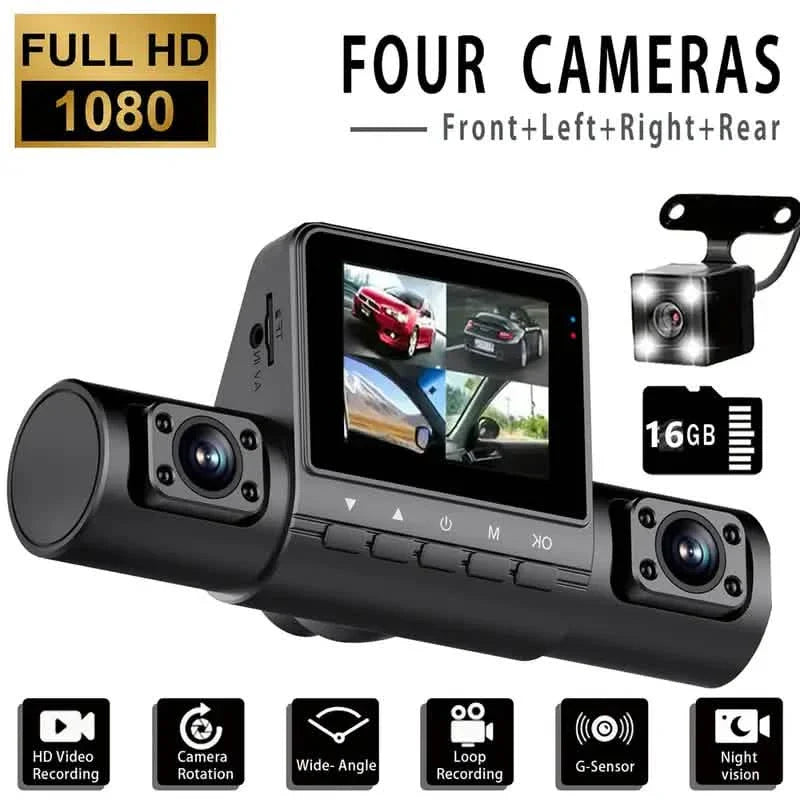 Enregistreur vidéo numérique de voiture 4 canaux – Avant 1080P, Latéral et Arrière 720P, Vision Nocturne