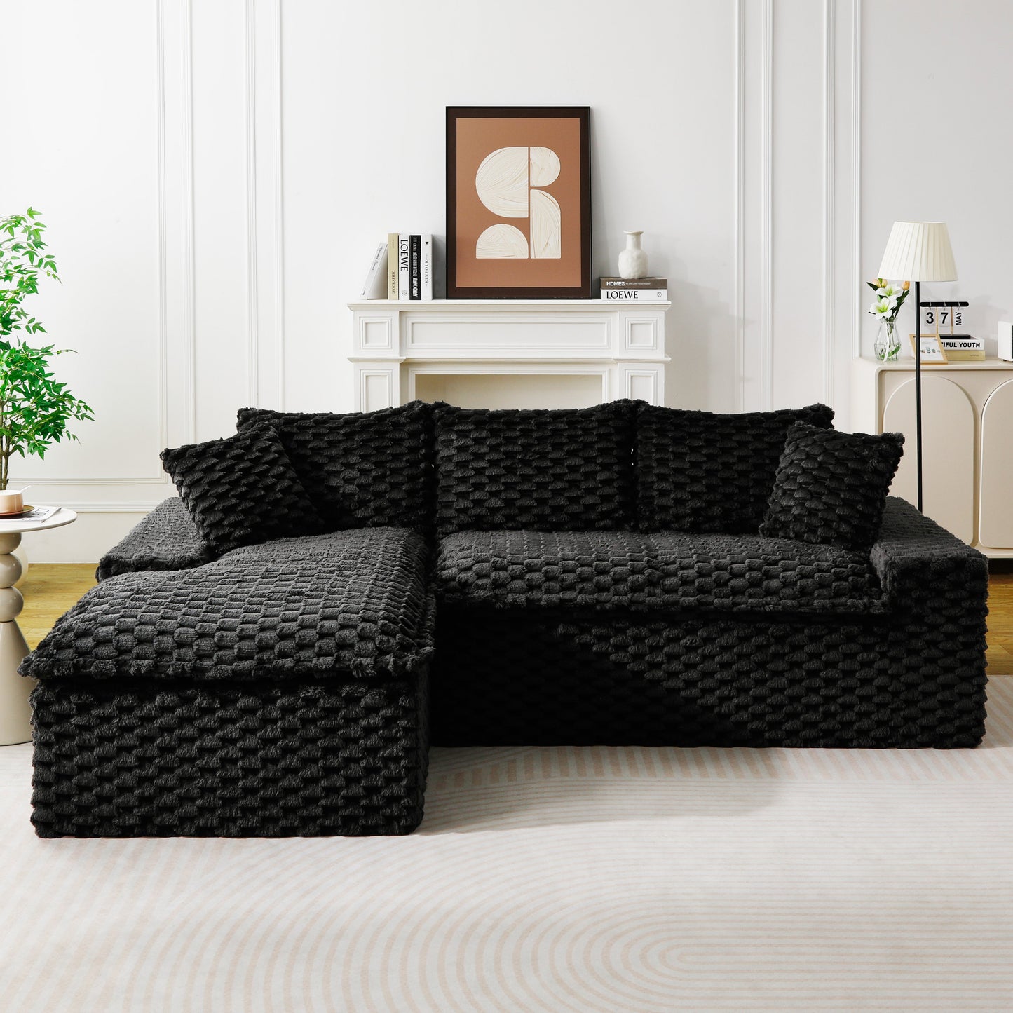 Black Turtle Velvet Versatile Sofa