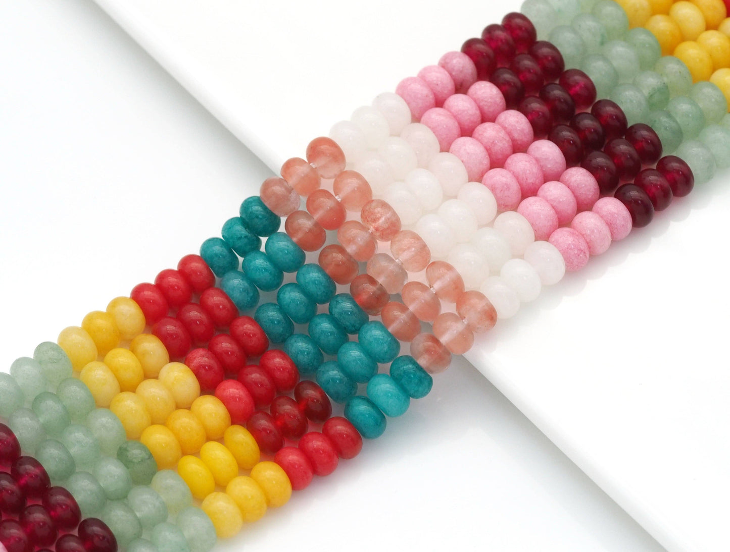 Mixed Color Jade Rondelle Smooth Beads, 5x8mm, Sku#U1421