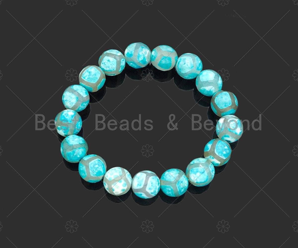 Blue Tibetan Agate Stretchy Bracelet, Sku#U1126