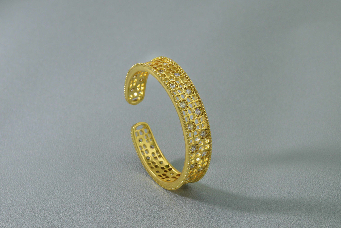 Thick Band Filigree Style Cuff Bracelet, Sku#B150