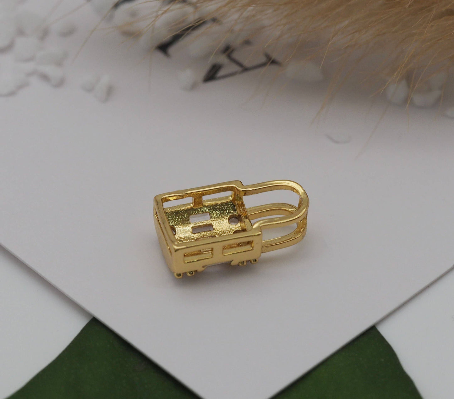 CZ Lock Charm, Sku#LK636