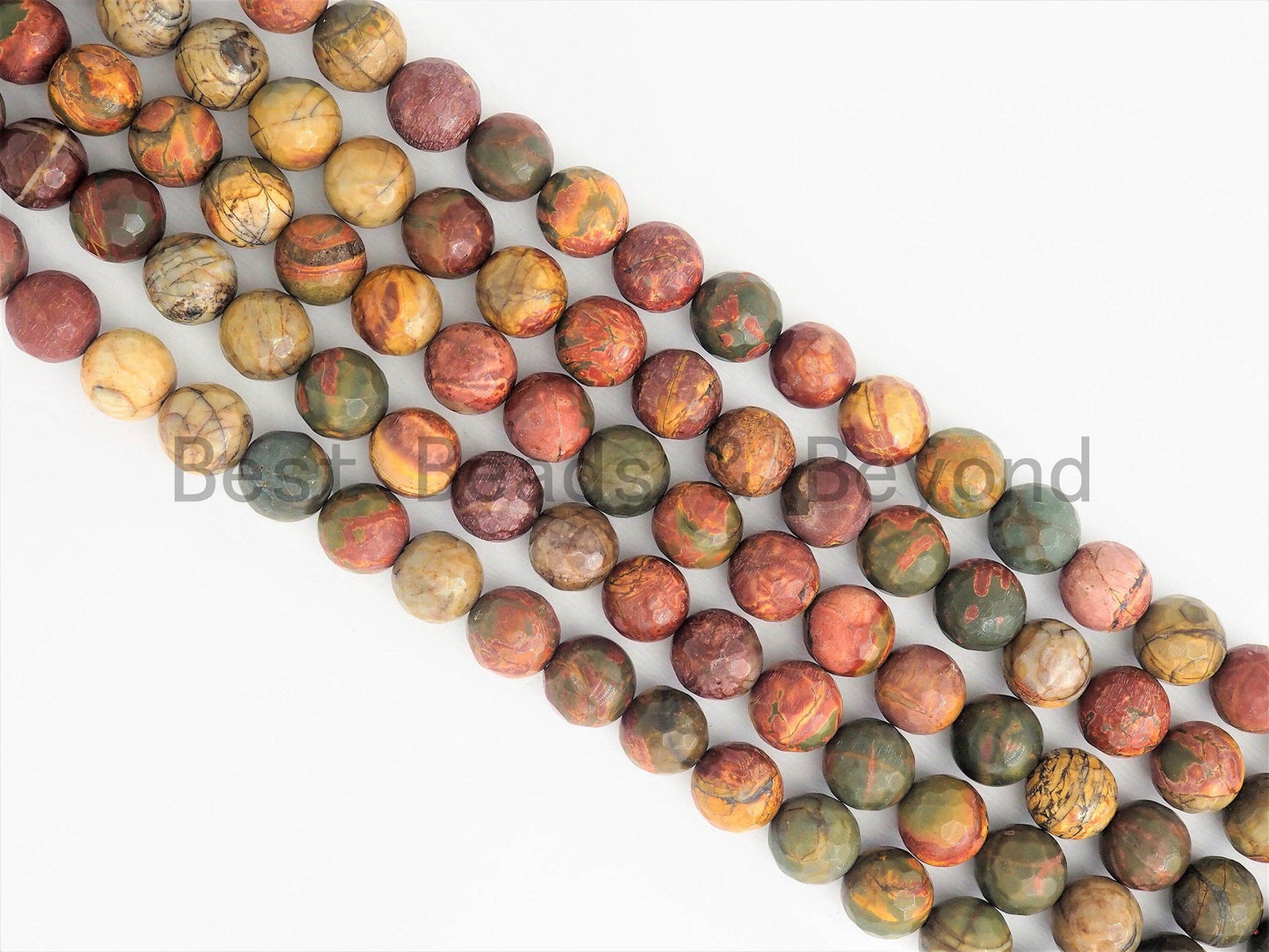 Natural Faceted Round Red Picasso Jasper beads, SKU#U387