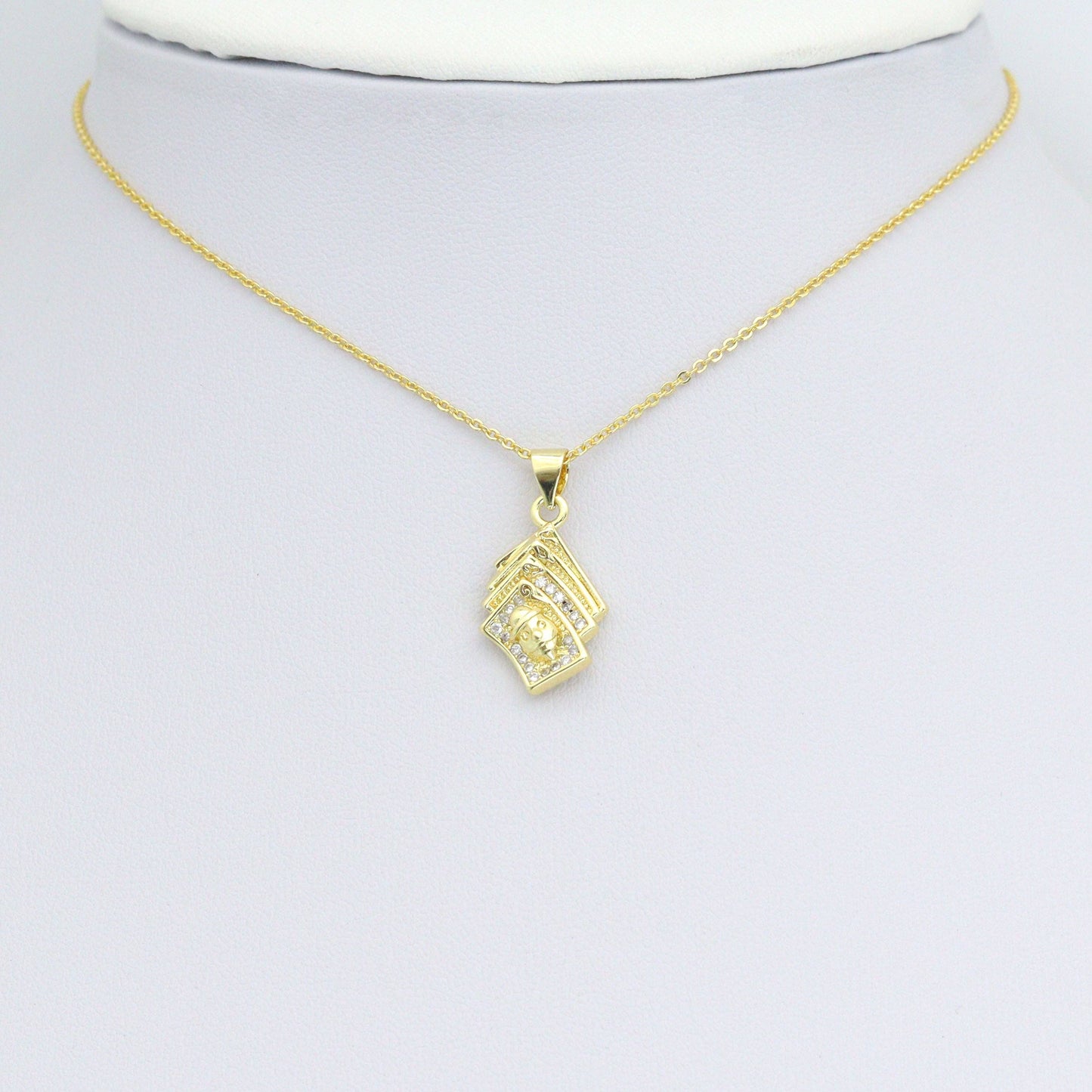 Clear CZ Gold FACE Book  Charm Pendant, Sku#LK1203