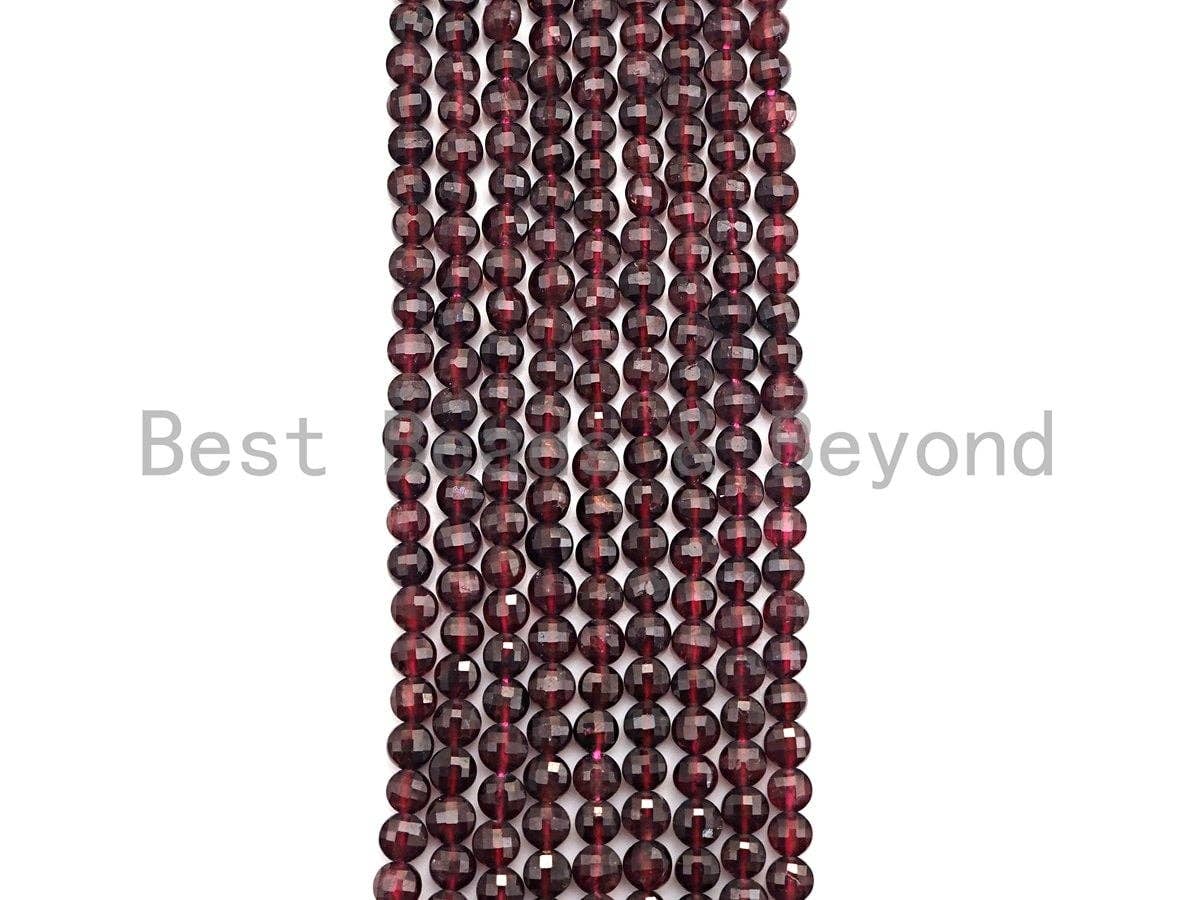High Quality Natural Garnet CheckerBoard Cut Coin Shape beads, 4mm Turtle Shell Cut Garnet Beads, 16" Full Strand, sku#U812