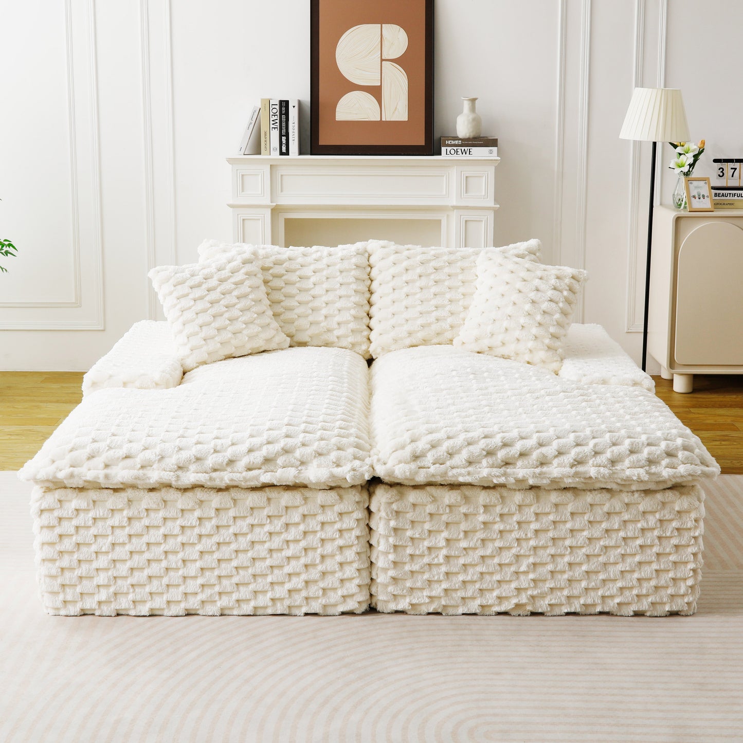White Turtle Velvet Double Chaise Lounge