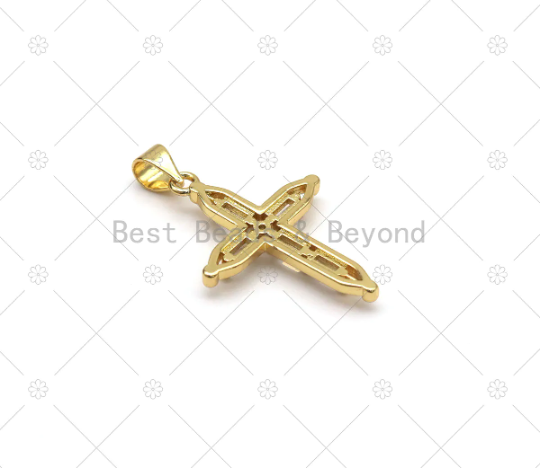 CZ Micro Pave Cross Shape Pendant, 18K Gold Filled Big CZ Cross Charm, Necklace Bracelet Charm Pendant, Sku#LK545