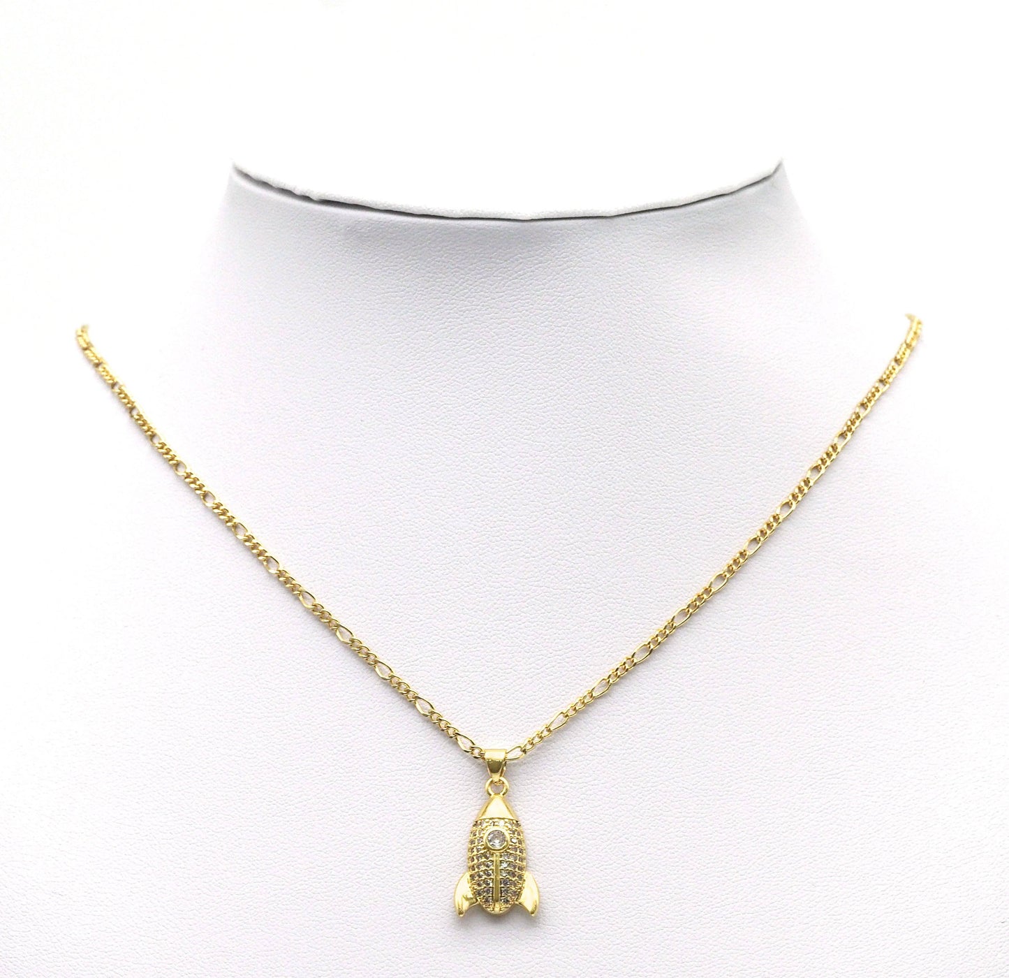 Gold CZ Rocket Charm, Sku#LK687