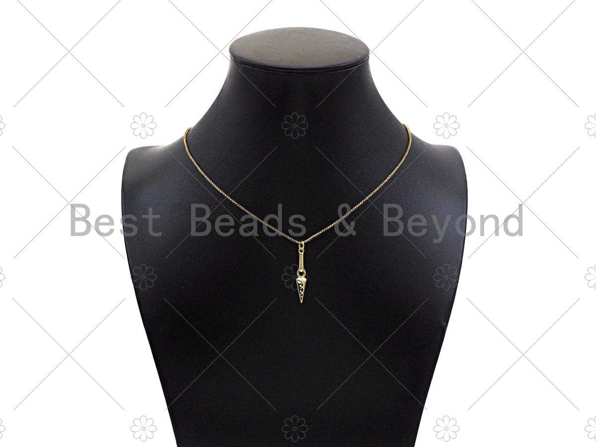 Gold Filled Sword with Holes Shape Pendant, 18K Gold Filled Sword Charm, Necklace Bracelet Charm Pendant, 6x27mm, Sku#Y446