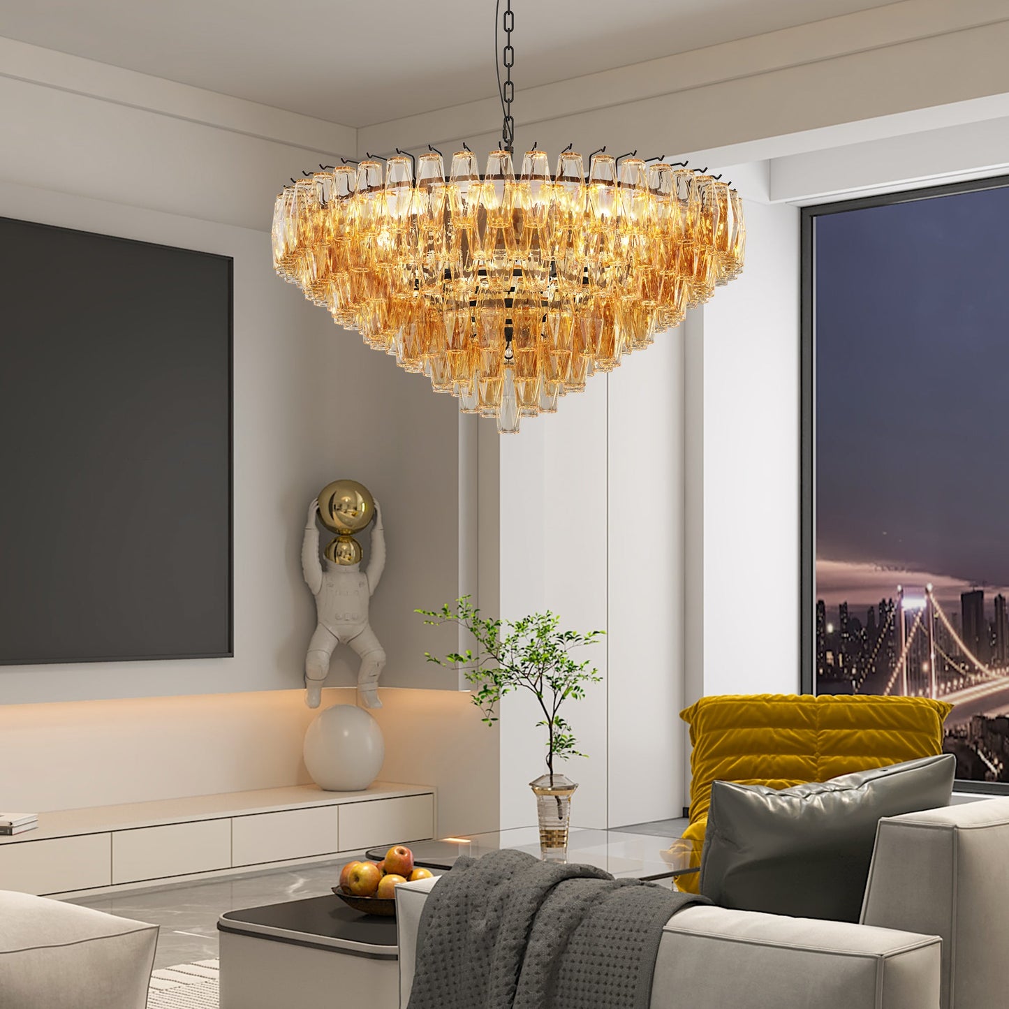 Modern Round Chandelier, 37" Extra Large