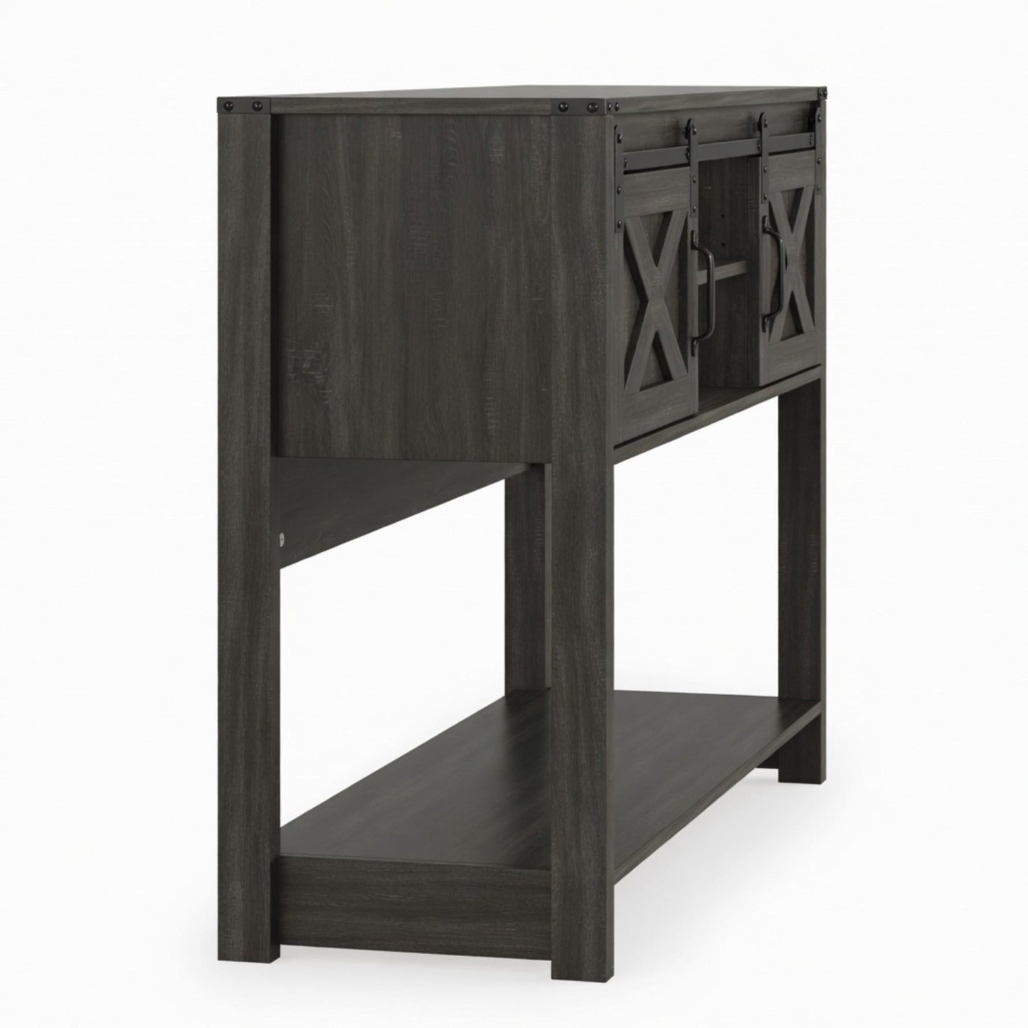 46" Modern Farmhouse Entryway Table with Storage & Sliding Barn Door, Dark
