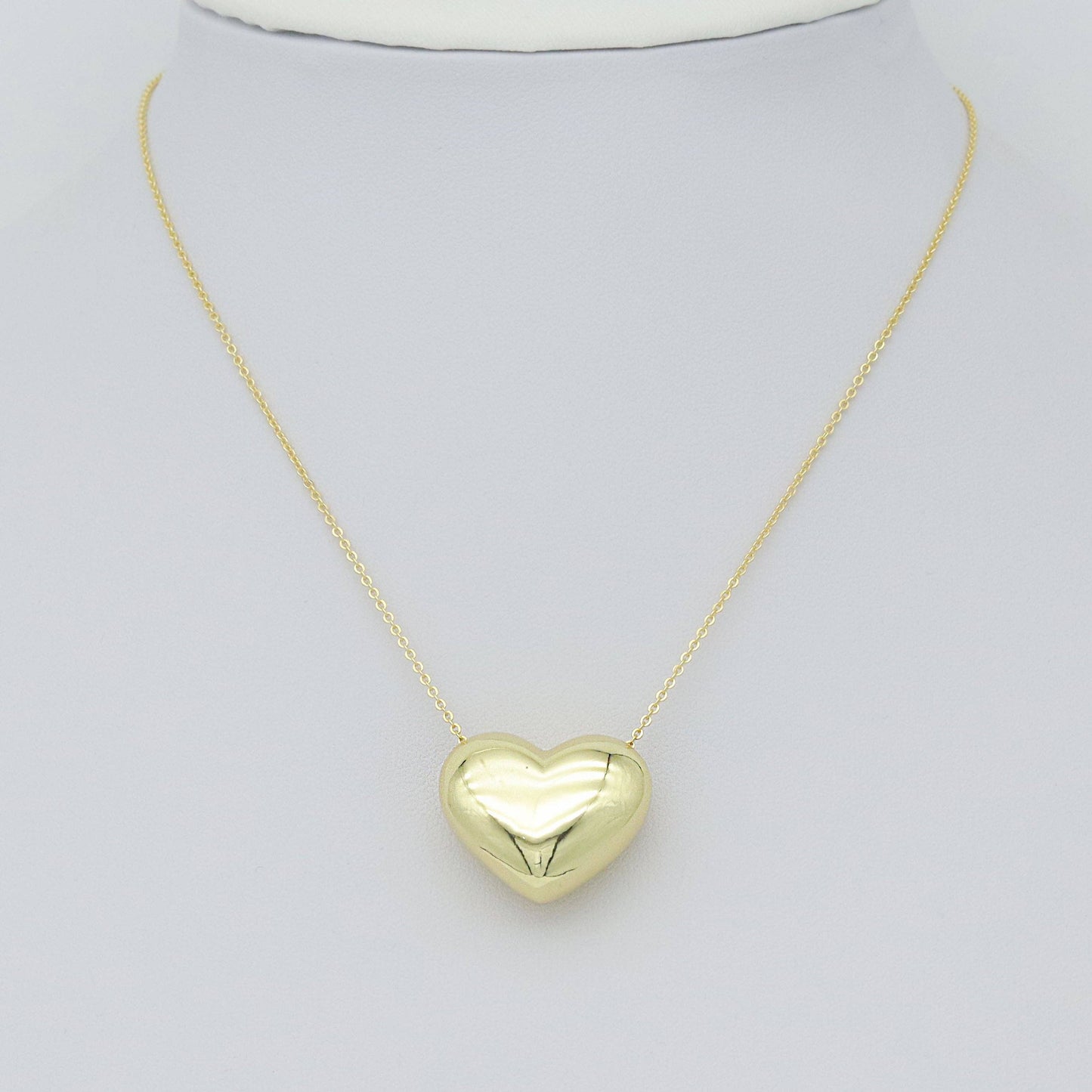 Gold  Puffy Heart Charm Pendant, Sku#LK991