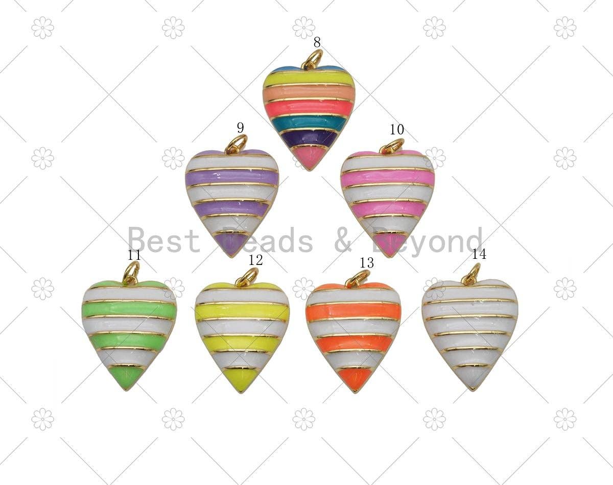 Enamel Heart Shape Pendant, Sku#F1448