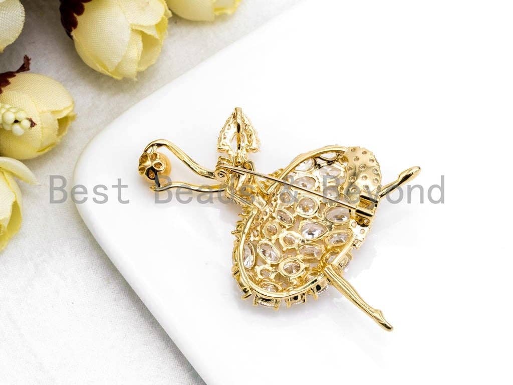 CZ Micro Pave Ballerina Dancer Brooch/ Pin/Penant, Sku#P42