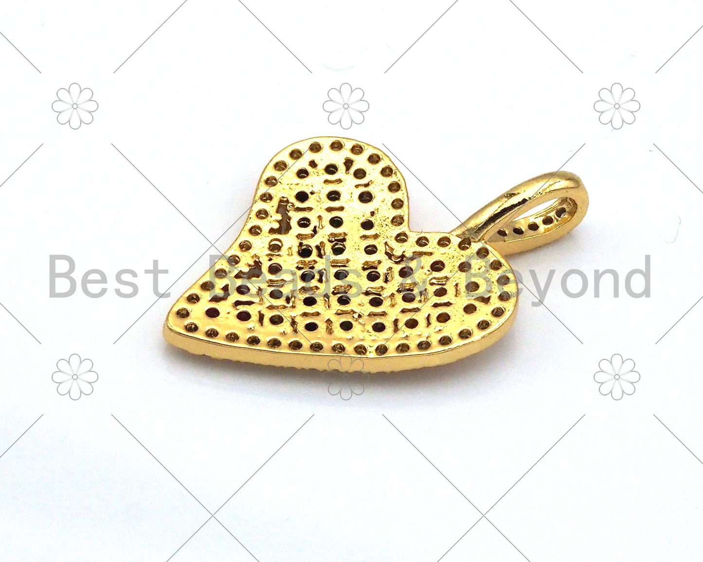 Colorful CZ Micro Pave Heart Charm/Pendant,  18K Gold Filled Heart Shape Charm, Heart Pave Pendant, 23x21mm, Sku#LK370