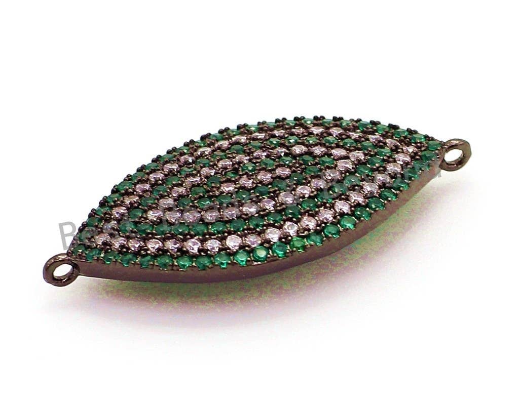 CZ Micro Pave Marquise Connector for Bracelet/Necklace, Green/Blue/Red Cubic Zirconia Connecor 16x34mm,sku#E48C