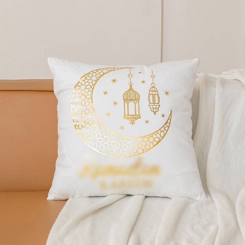 Eid Moon Hot Stamped Short Plush Pillow Cover (MR076)