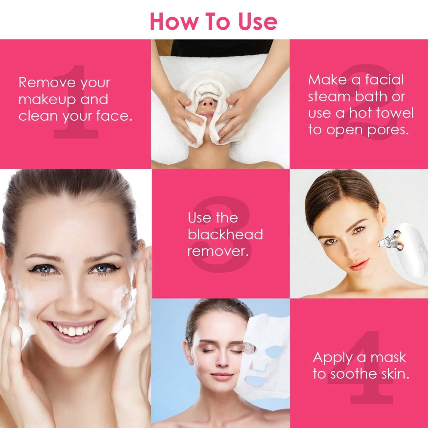 Extracteur électrique de points noirs et de comédons Outil de nettoyage des pores du visage
