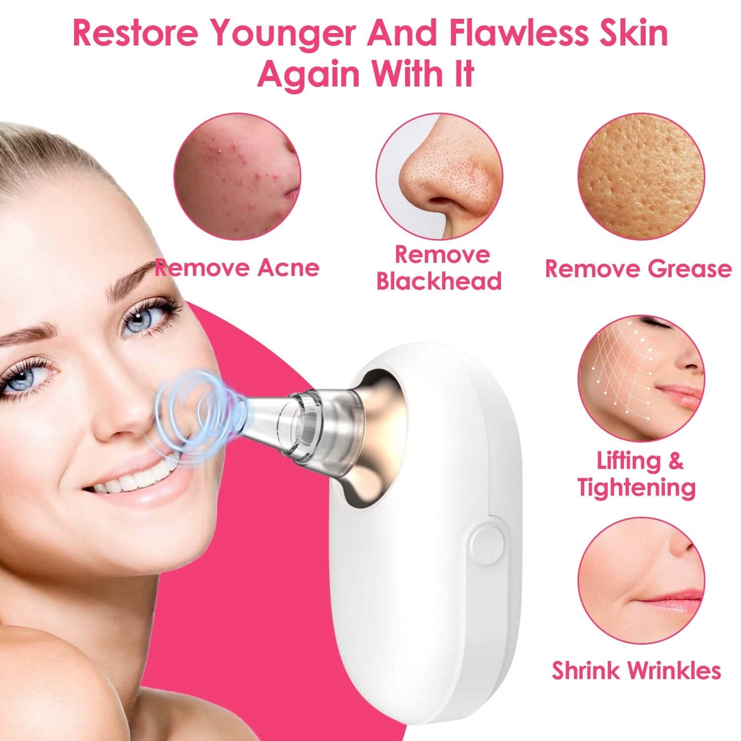 Extracteur électrique de points noirs et de comédons Outil de nettoyage des pores du visage
