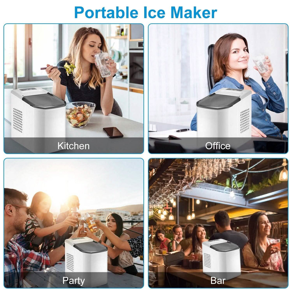 Electric Countertop Ice Make with Ice Scoop Basket Self Cleaning