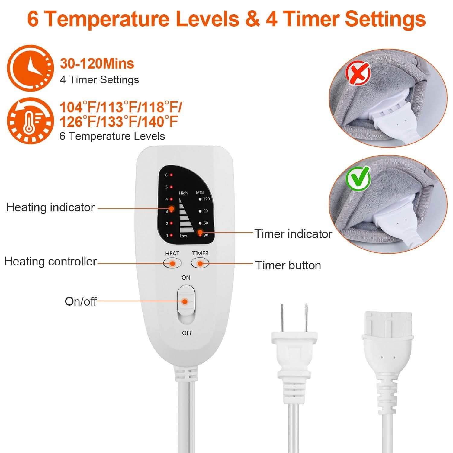 Electric Foot Warmer with 6 Temperature Settings