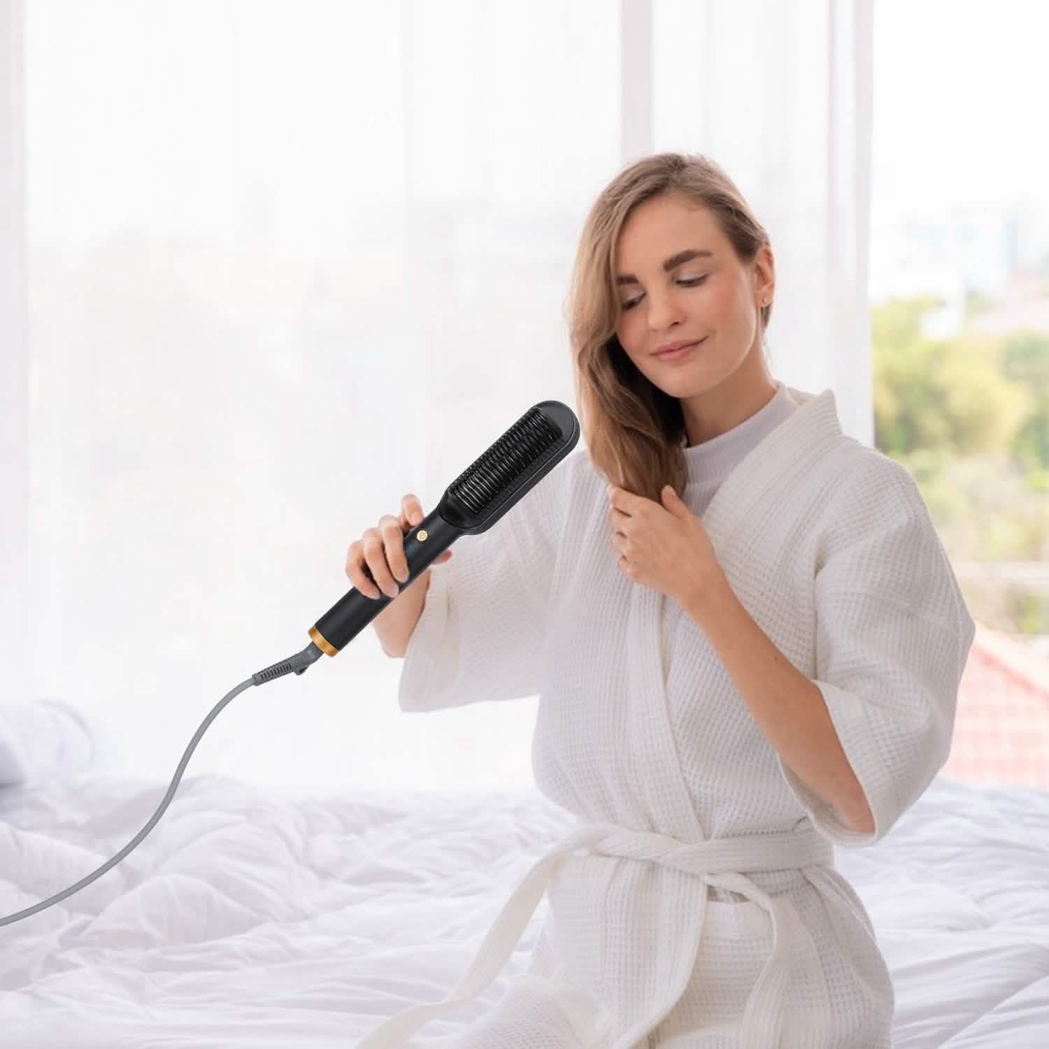 電動ヘアストレートナーブラシ