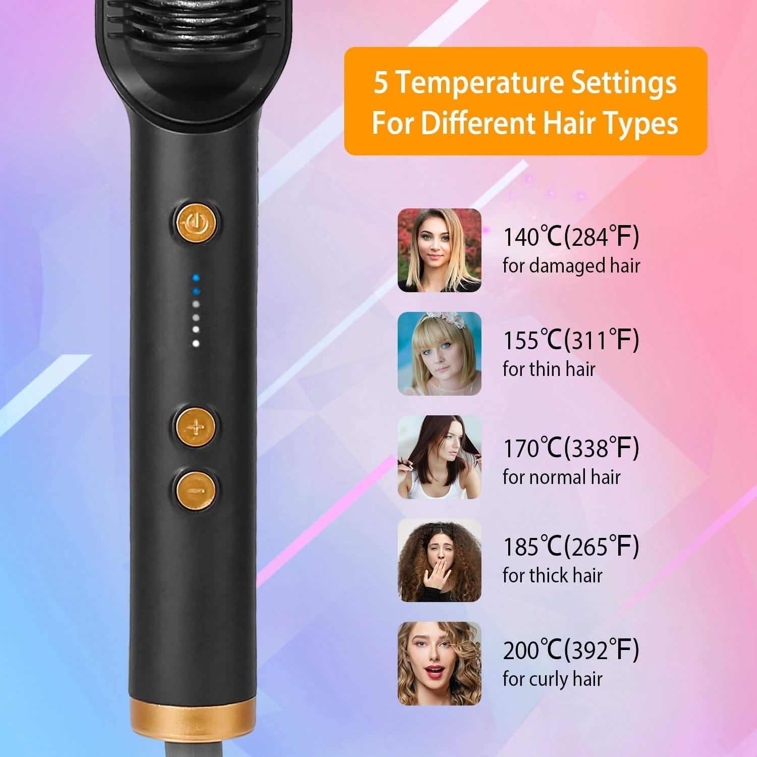 電動ヘアストレートナーブラシ