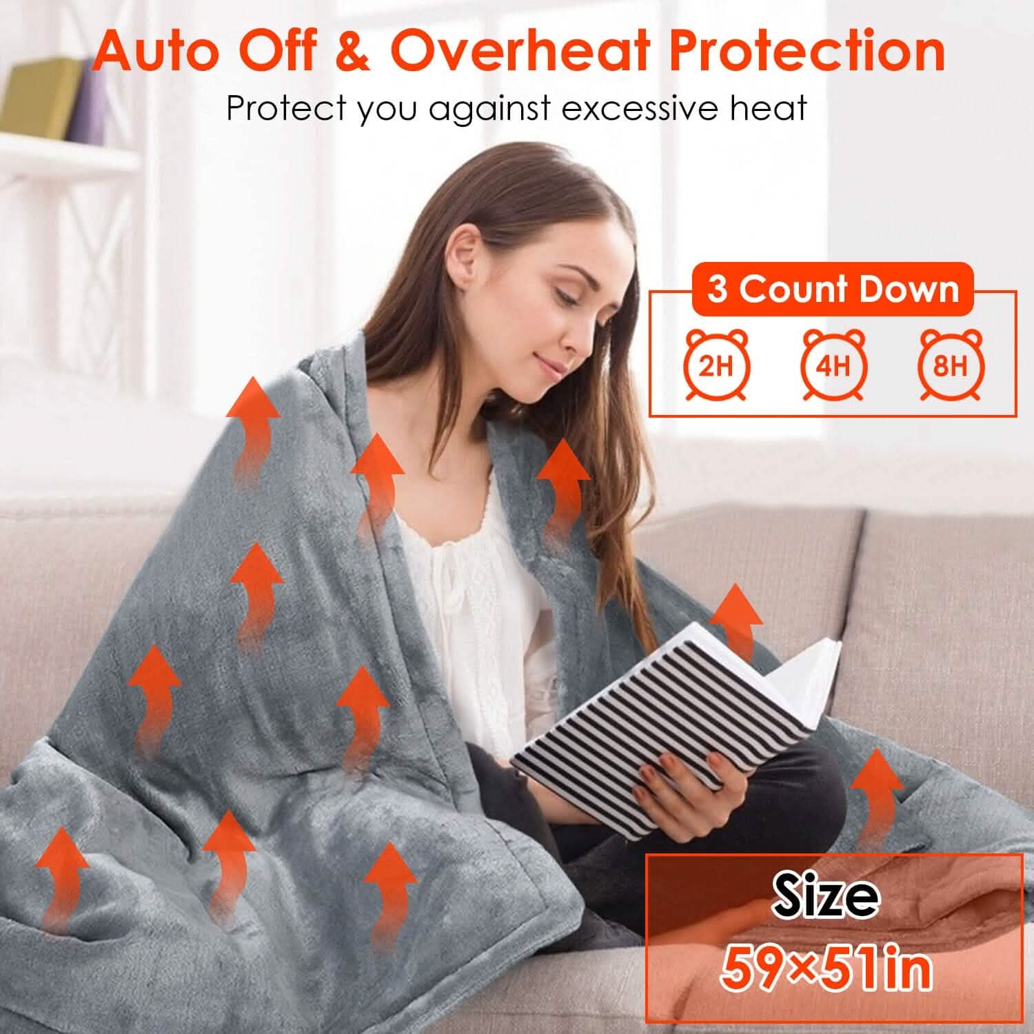 Electric Heated Throw Flannel Heated Blanket