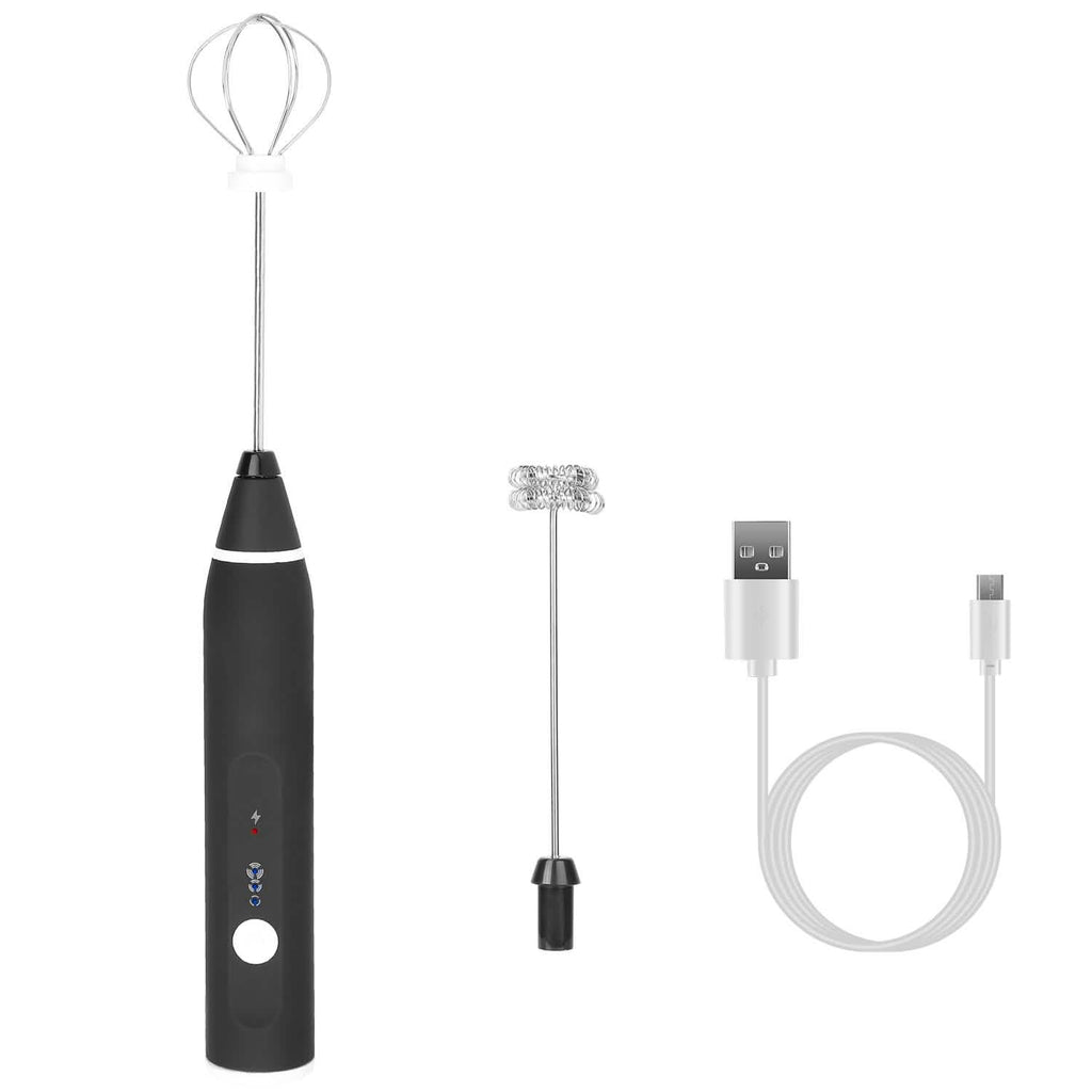 Electric Milk Frother with 2 Whisk Heads